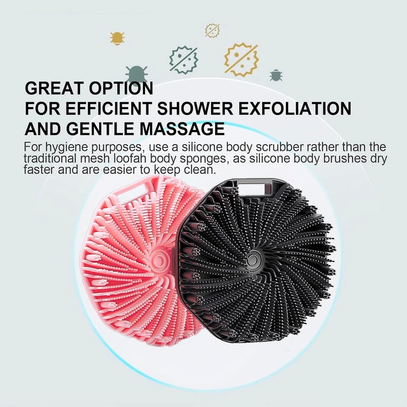 RamPula Silicone Body Scrubber, Exfoliating Body Scrubber for Sensitive Skin, Non-Slip Shower Scrubber for Body, Silicone Body Brush for Showering, Charcoal, Effective Showering Exfoliation, Gentle Massage - Image 3
